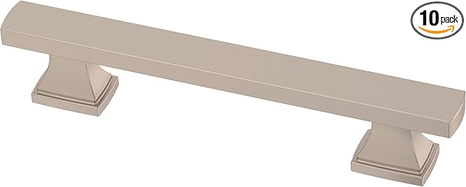 FRANKLIN BRASS Tiered Foot (10-Pack) Cabinet Handles 3-3/4" Hole Center Pulls | Satin Nickel Hardware Kitchen Door, Drawers, Dressers, Furniture P49573C-SN-B