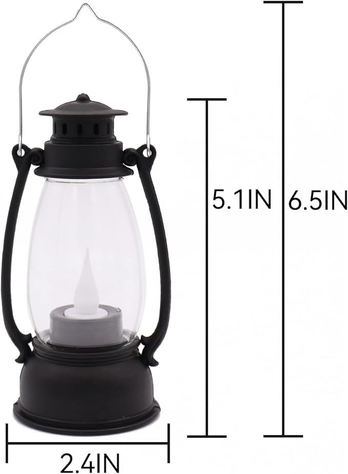 5.1 inch Mini Lanterns 6-Pcs LED Candle Small Lanterns Decorative Indoor Outdoor Hanging Light Ornaments Home Decor for Weddings Western Camping Party Halloween Christmas Decorations