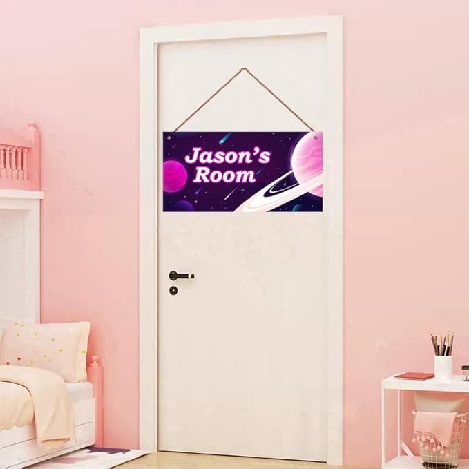 Personalized Sign Outer Space Wall Décor Boys Room Decor, Universe Theme Little Man Cave Wall Art Decor for Nursery, Planet Nursery Door Decor for Toddler Baby Kids Room