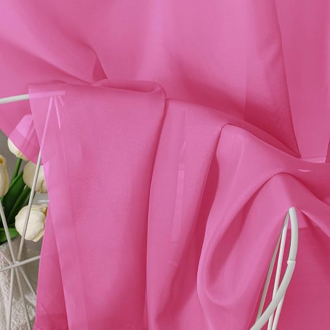 Hot Pink Sheer Curtains 54 Inches Long 2 Panels - Image 4