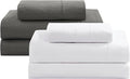 LANE LINEN 100% Organic Cotton Twin Sheets Set, 3PC Twin Bed Sheets, Cotton Sheets Twin Size Bed Set, Dorm Room Essentials with 15" Deep Pocket Fitted Sheet - Charcoal & White Twin Sheets (2 Pack)