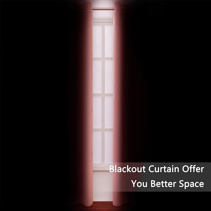 Blackout Curtains 52 x 90 Inch Long Coral Curtains Set of 2 Panels Room - Image 3