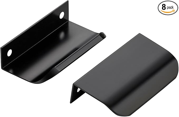 Ravinte Hardware 8 Pack Black Cabinet Handles, 3 Inch (76mm) Finger Edge Pulls, 2 Inch Hole Center, Finger Pulls for Cabinets