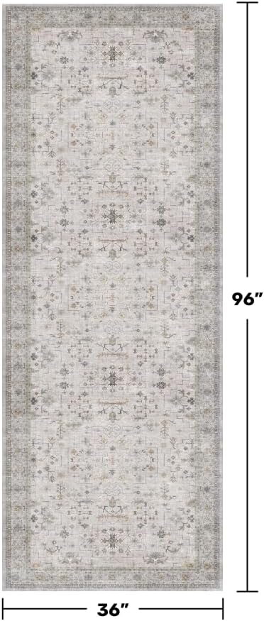 Washable Long Runners for Hallways, 3x8 Low Pile Kitchen Runner Rug, Bohemian - Image 2