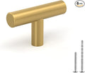 LONTAN 6 Pack Gold Cabinet Knobs and Pulls Brushed Gold Dresser Drawer Knobs Brushed Brass Knobs for Dresser Bathroom Cabinet Door Hardware, Stainless Steel