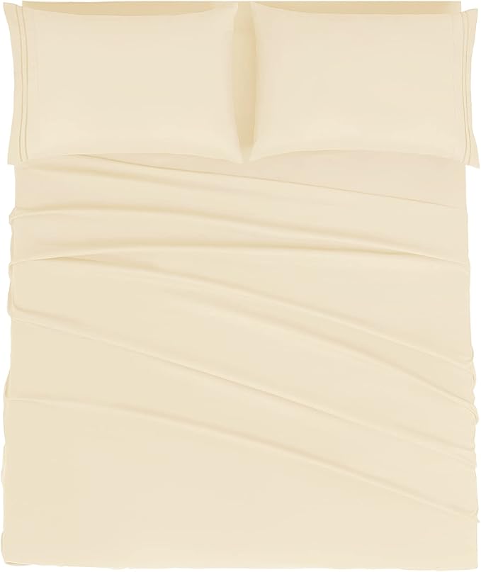 Mejoroom Full Size Sheet Set - Soft Microfiber Bed Sheets - Deep Pocket Fitted Sheet, Breathable, Soft, Wrinkle & Fade Resistant - 4 Piece (Full, Taupe)