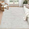 6x9 Area Rugs Living Room: Bedroom Washable Carpet Neutral Cream | Large by Luxturiy