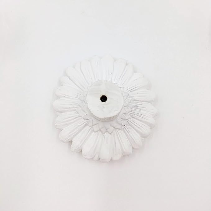 Daisy Vintage Resin Hand Painted Drawer Pulls Cabinet Knobs Handles Country Kitchen Home Decoration White (Pack of 6)