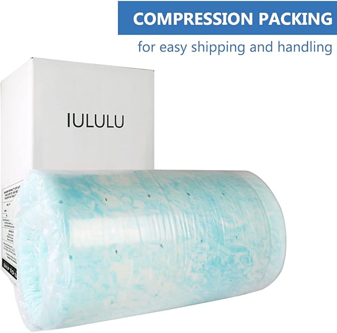 IULULU Mattress Topper, 2 Inch Gel Memory Foam Mattress Topper for Full Size Bed, Blue