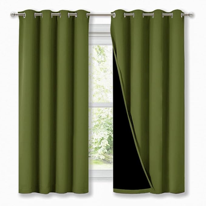NICETOWN 100% Blackout Curtain Panels, Thermal Insulated Black Liner Curtains by NICETOWN