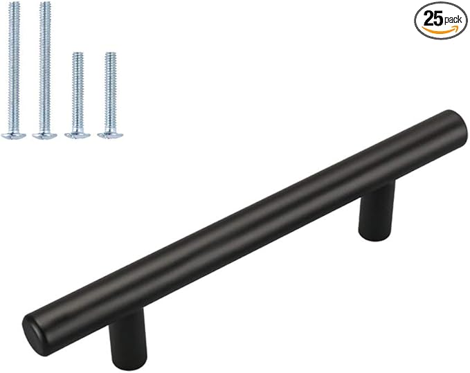 homdiy 3.5" Cabinet Handles Black Drawer Pulls - HD201BK Modern Cabinet Pulls Cabinet Hardware for Kitchen Cabinets, 10 Pack Stainless Steel Cupboard Handles