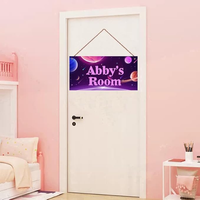 Personalized Universe Sign Funny Aerospace Themed For Kids Room Boys Bedroom Door Decor,Custom Name Wall Decor Decorative Plate for Nursery Girls Room