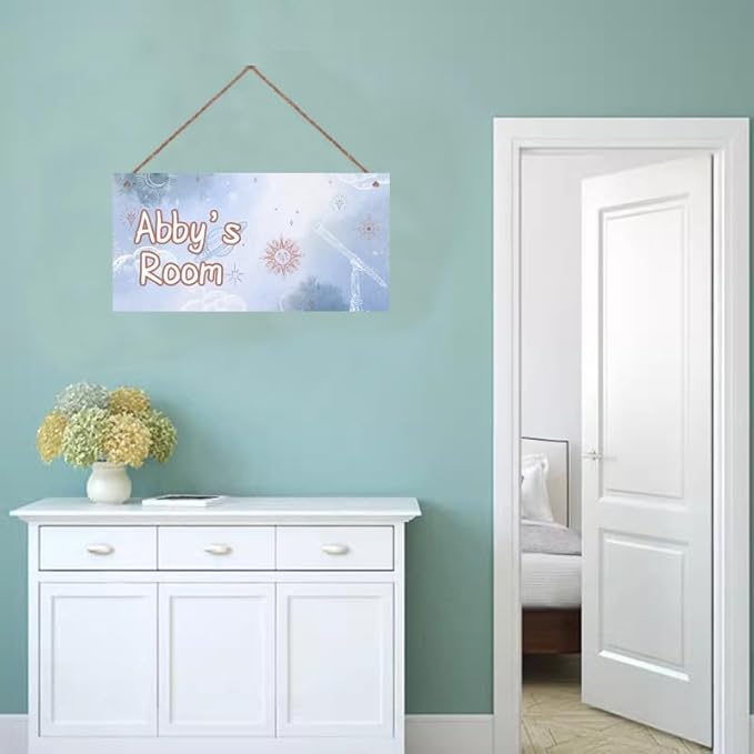 Personalized Sign Cute Cartoon Aerospace Themed Sign For Kids Room Nursery Door Decor,Custom Name Universe Wall Art Decor Decorative Plate for Boys Bedroom Girls Room Little Man Cave