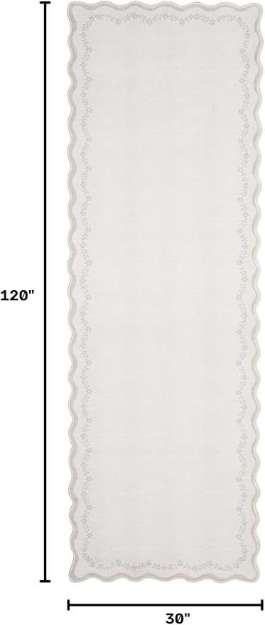 GarveeHome 2.5x10 Scalloped Washable Runner Rug Long Hallway Kitchen Rug | Soft - Image 2