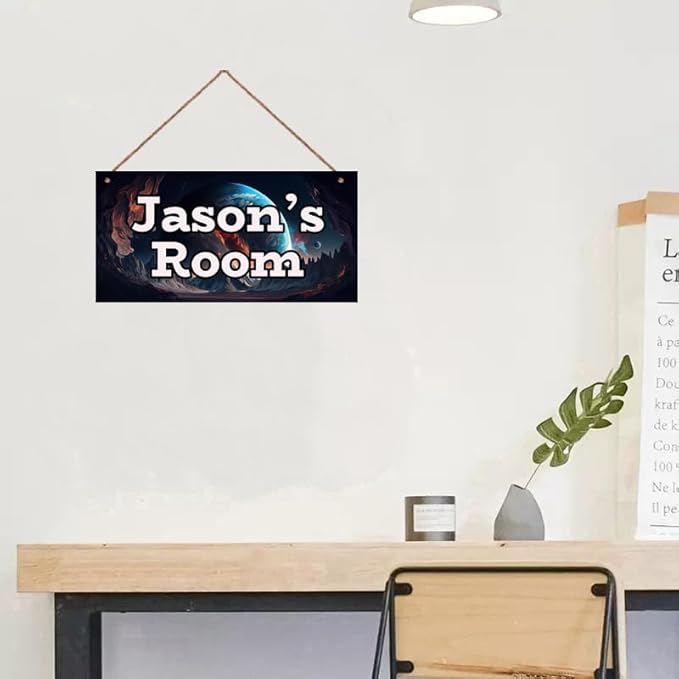 Personalized Sign Universe Sign Outer Space theme Art Décor For Kids Room Custom Name Door Wall Art Decor For Little Man Cave, Star Floral Nursery Art Girls Room Boys Bedroom