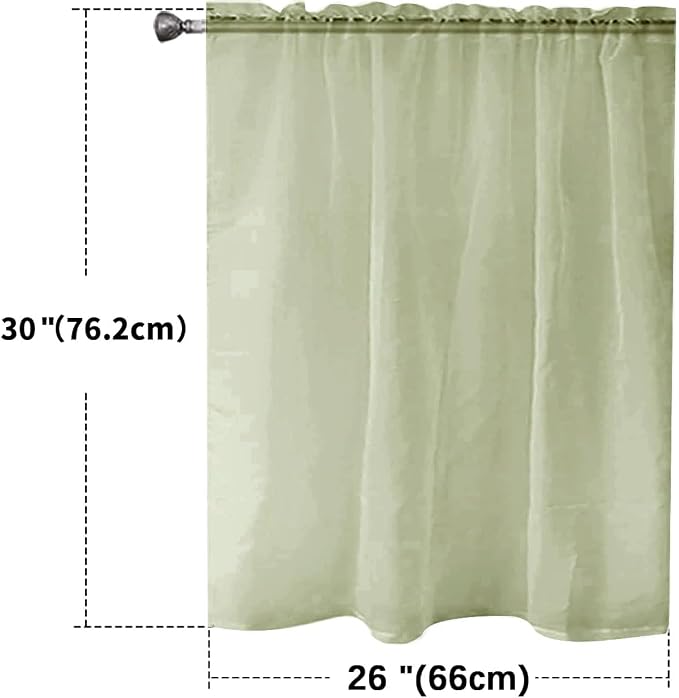 SpaceDresser Basic Rod Pocket Sheer Voile Window Curtain Panels Sage Green 1 - Image 2