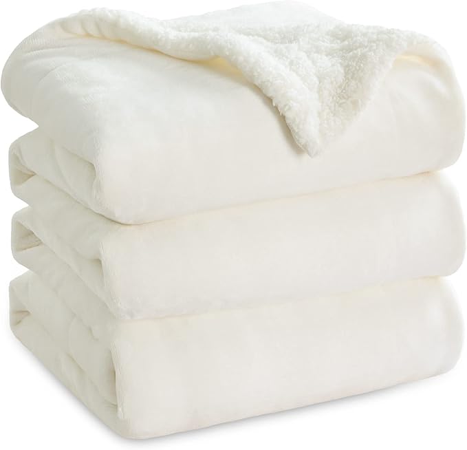 Bedsure GentleSoft Sherpa Fleece Blankets King Size for Bed - Thick and Warm Throw for Women and Men, Soft Fuzzy Plush King Blanket for Winter, Cream, 108x90 Inches