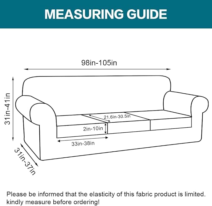 Turquoize 4 Piece Sofa Covers for 3 Cushion Couch Sofa Slipcover Soft Couch - Image 2