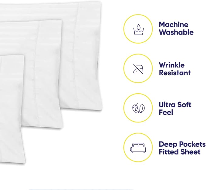 Full Size Bed Sheets - 6 Piece 1500 Supreme Collection Fine Brushed Microfiber Deep Pocket Full Sheet Set Bedding - 2 Extra Pillow Cases, Great Value, Full, Dobby White