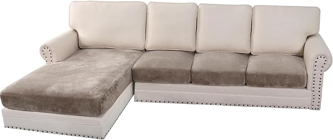 H.VERSAILTEX Velvet Stretch Sectional Couch Covers 4 Pieces Sofa Seat Cushion by HVERSAILTEX