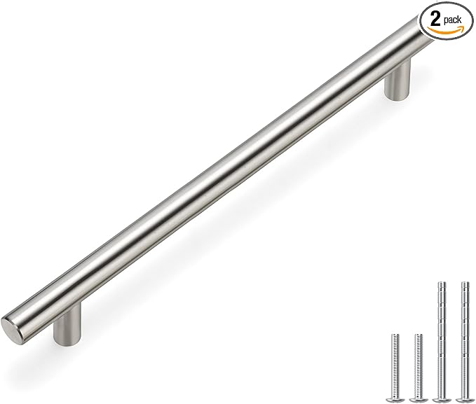 homdiy Brushed Nickel Cabinet Pulls Drawer Handles, 7-1/2in(192mm) Hole Center Dresser Drawer Handles Silver Drawer Pulls for Kitchen, Bedroom, Bathroom, Livingroom