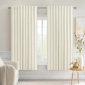 MIULEE Cream Back Tab Blackout Curtains 52x63 Inches Long 2 Panels Set | Rod by MIULEE