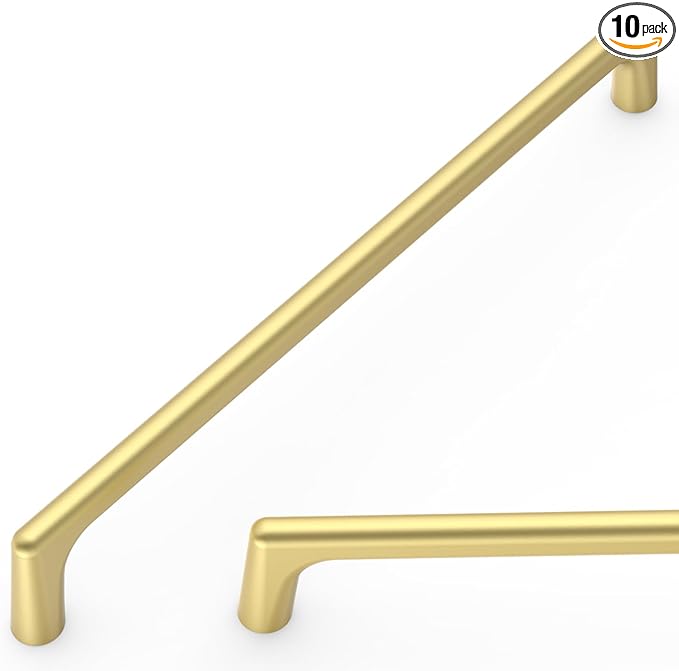 Amerdeco 10 Pack Brushed Gold Cabinet Pulls 7.5 Inch(192MM) Hole Centers Kitchen Cabinet Handles Hardware Kitchen Handles for Cabinets Cupboard Handles Drawer Pulls ZH0041