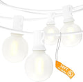 SUNSGNE White String Lights Outdoor, 50FT White Outdoor Lights with 52 G40 LED Frosted Shatterproof Bulbs(2 Spare) for Balcony Patio Tent Backyard Bistro Cafe Christmas Decor