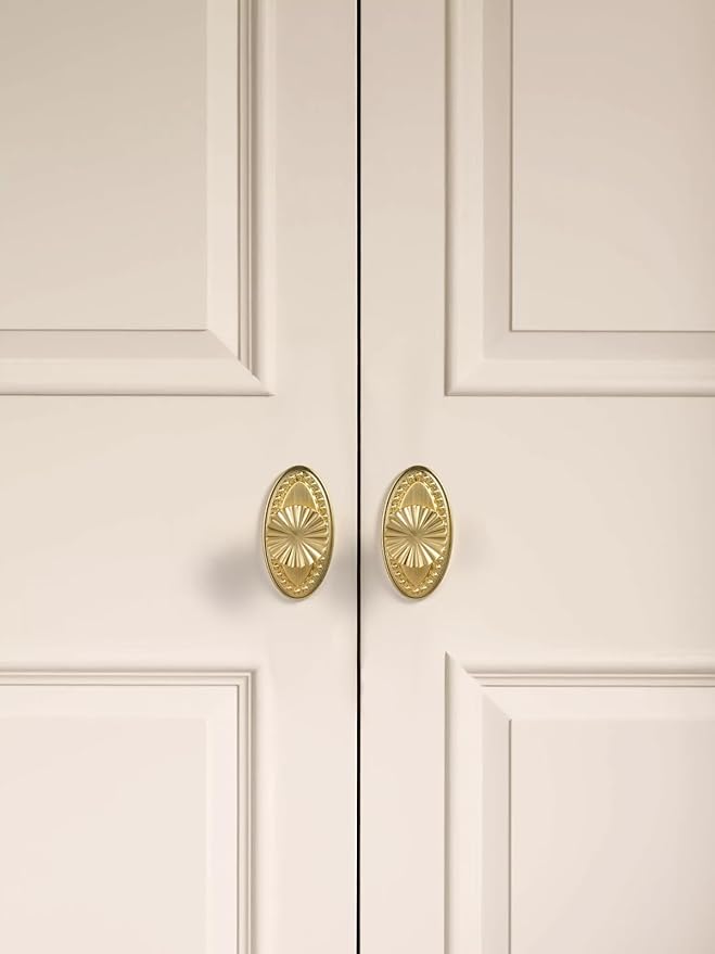10 Pack Brushed Gold Cabinet Knobs with Base Brass Flat Drawer Pulls Kitchen Cupboard Bathroom Dresser Cabinet Hardware Handles Zinc Alloy
