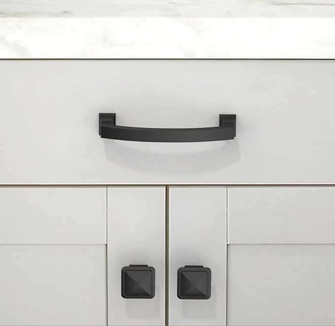 10 Pack Matte Black Cabinet Pulls 3.75 Inch(96mm) Kitchen Cabinet Handles Solid Zinc Alloy Cabinet Hardware Drawer Pulls