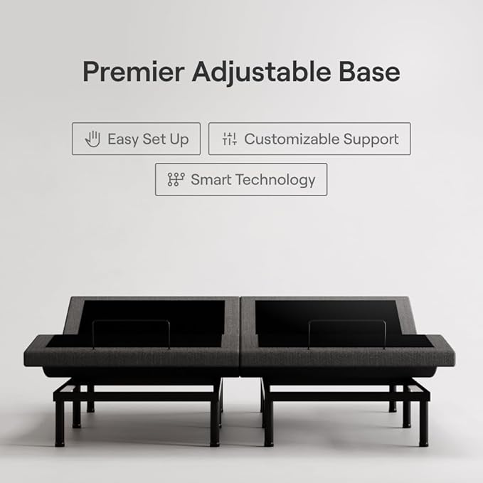 Nectar Split King Adjustable Base & 12” Mattress (New Version) - Head & Foot Incline - Medium Firm Memory Foam - Cooling Top Layer - 3 Massage Settings - 365-Night Mattress Trial & Forever Warranty