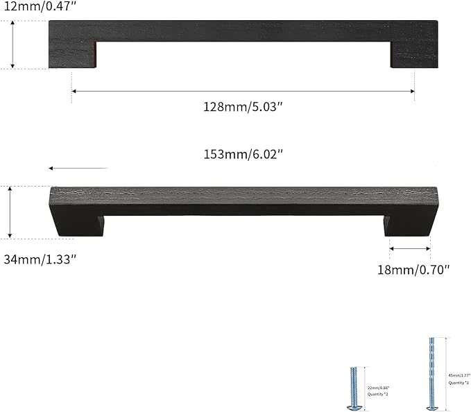 Black Square 5 in 8 pcs Wooden Drawer Pulls Handle pulls for cabinets Kitchen Cabinet Drawer pulls Cabinet Door Pull