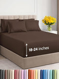 Extra Deep King Sheet Set - 6 Piece Breathable and Cooling Sheets - Hotel Luxury Bed Sheets Set - Easy & Secure Fit - Soft, Wrinkle Free and Comfy Sheets Set - Brown Sheet Set with Extra Deep Pockets