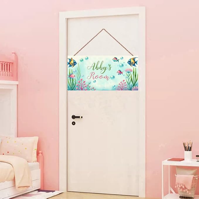 Personalized Vintage Fish Art Décor For Kids Room Custom Name Door Wall Decor, Ocean Theme Nursery Art Plate For Boys Bedroom Home Club Cabin Garage Bar