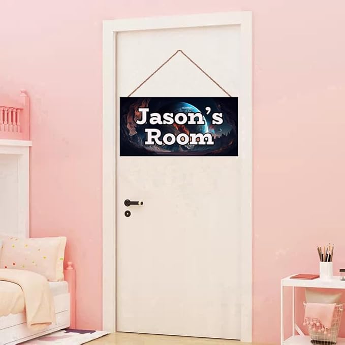 Personalized Sign Universe Sign Outer Space theme Art Décor For Kids Room Custom Name Door Wall Art Decor For Little Man Cave, Star Floral Nursery Art Girls Room Boys Bedroom