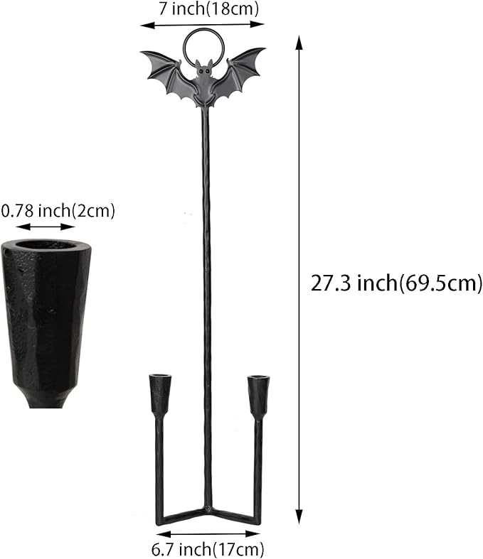 Wall Sconce Candle Holder Metal Hanging Wall Decorations Gothic Bat Wall Light Candle Holder for Home,Living Room, Bathroom, Dining Room, Set of 2（Black