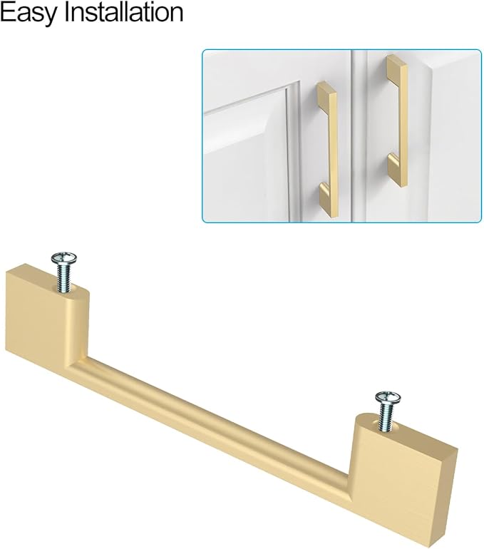 10 Pack Brushed Gold Cabinet Pulls 6.25 Inch Handles for Kitchen Cabinets, Brass Dresser Pulls, Hardware
