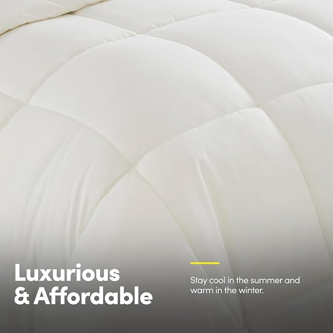 Sweet Home Collection 7 Piece Comforter Set Bag Solid Color All Season Soft Down Alternative Blanket & Luxurious Microfiber Bed Sheets, Ivory, Twin