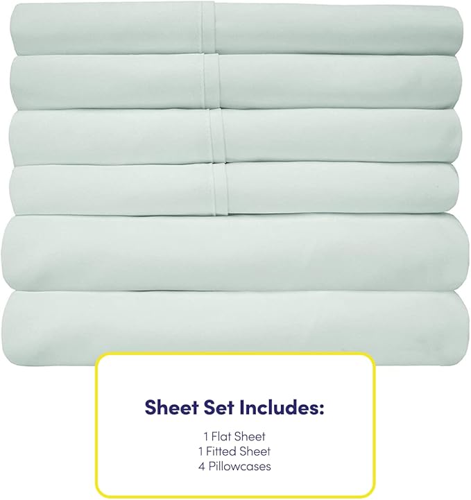 Queen Sheets Mint - 6 Piece 1500 Supreme Collection Fine Brushed Microfiber Deep Pocket Queen Sheet Set Bedding - 2 Extra Pillow Cases, Great Value, Queen, Mint