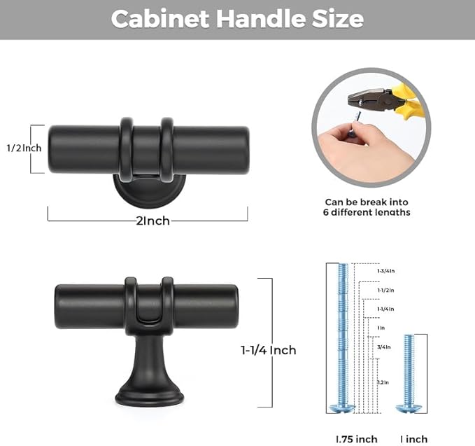 25 Pack Matte Black Cabinet Knobs - Kitchen Cabinet Knobs Cabinet Pulls for Kitchen Cabinet Drawer Stainless Steel Dresser Knobs for Cabinet Hardware 2in Length Single Hole