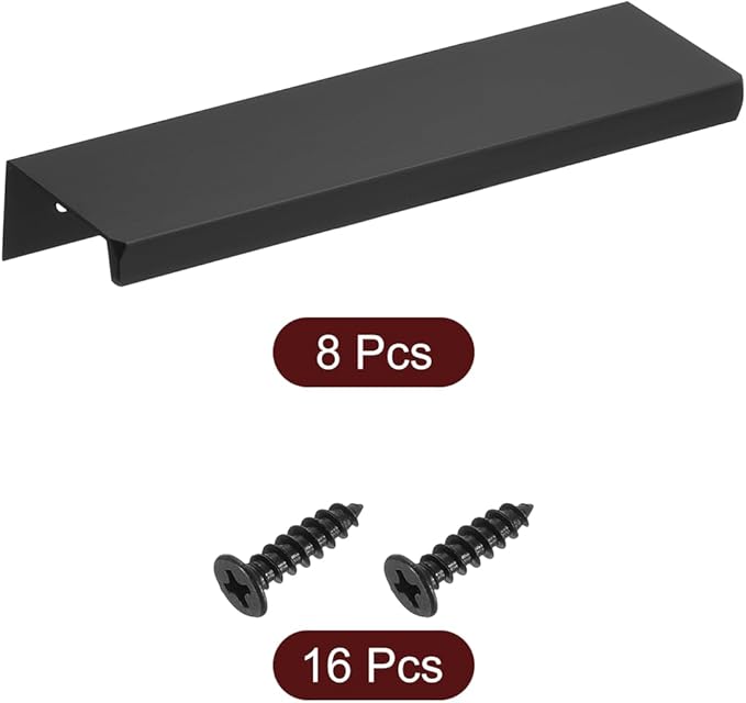 uxcell Cabinet Finger Edge Pull, 8pcs 120mm / 4.72" Aluminum Alloy Back Mount Hidden Cabinet Pulls Concealed Handle for Home Kitchen Drawer Cabinet, Black