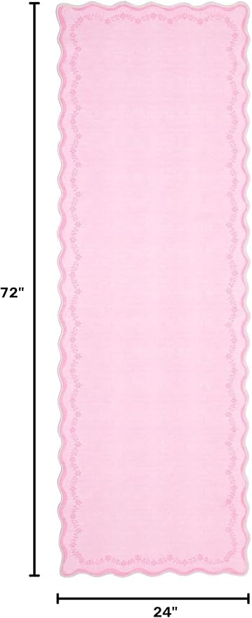 GarveeHome 2x6 Scalloped Washable Runner Rug Non Slip Hallway Kitchen Rug | - Image 2