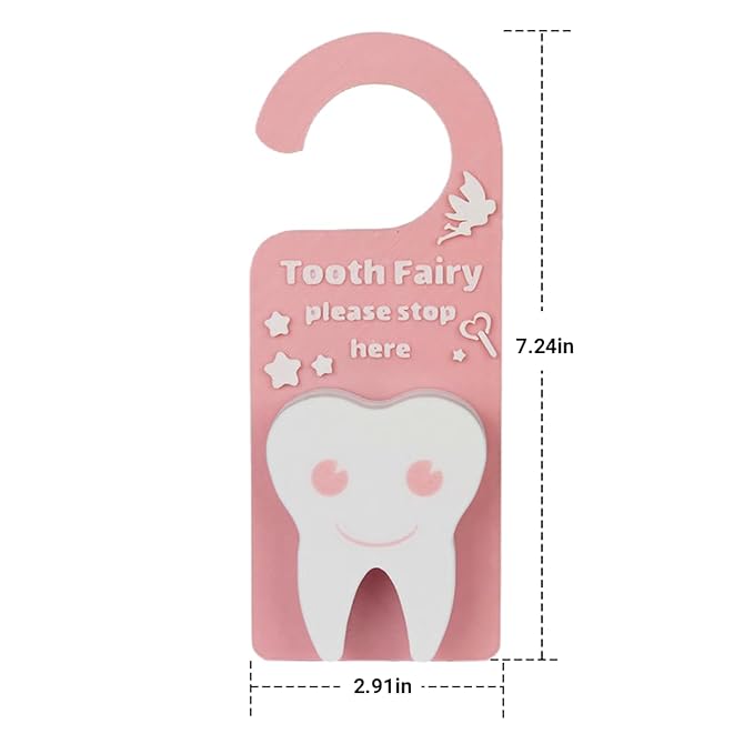 Tooth Fairy Tooth Holder Box Tooth Fairy Door Hanger with Money Box Keepsake Tooth Fairy Box Encourage Gifts for Lost Teeth Boy Girl Milk Teeth (Pink)