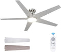 addlon Ceiling Fans with Lights, 52 inch Low Profile Ceiling Fan with Light and Remote Control, Flush Mount, Reversible, 3CCT, Dimmable, Noiseless, Nickel Ceiling Fan for Bedroom, Indoor/Outdoor Use