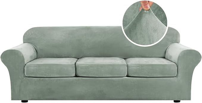 H.VERSAILTEX High Stretch Sofa Slipcover 4 Piece Cover Velvet Furniture by HVERSAILTEX