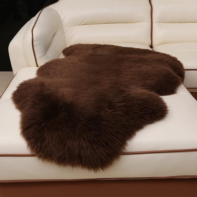 HUAHOO Premium Genuine Sheepskin Rug Brown Real Australia Sheepskin Natural - Image 8