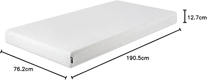 ZINUS 5 Inch Memory Foam Mattress, Narrow Twin, Fiberglass-Free, Medium Firmness, Day, Trundle & Bunk Bed Compatible, Certified Safe Foams & Fabric, Mattress in A Box, White