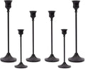 Matte Black Taper Candle Holder Set of 6, Tall Candlestick Holders, Metal Vintage Candle Stickers Long Holder Set, Pillar Decorative Candle Holder Fits 3/4 Inch Candle for Wedding, Dinner, Party…