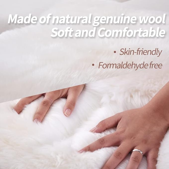 IRIWOOL Premium Genuine Fur Sheepskin Rug Real Australia Sheepskin Natural - Image 5