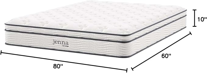 Modway Jenna 10” Innerspring and Memory Foam Queen Mattress With Individually Encased Coils
